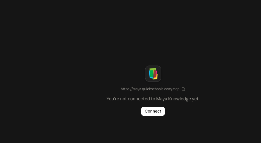 Maya Knowledge is not yet connected, with a Connect button beneath the server URL.